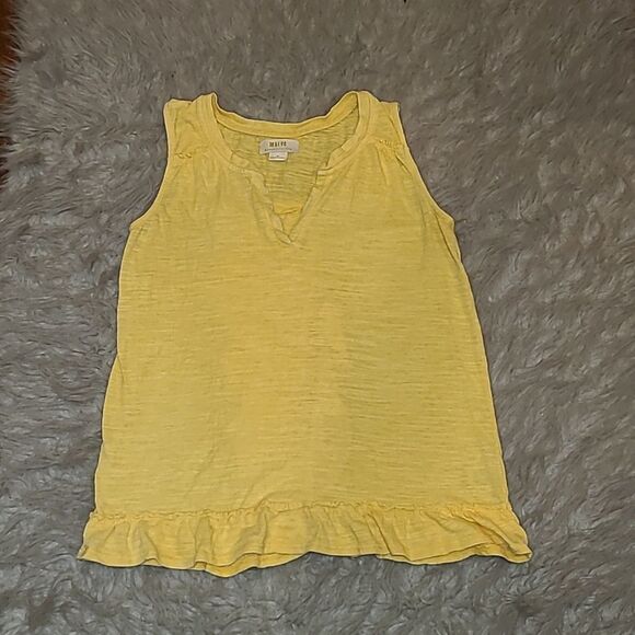 Mave by anthropologie womens light yellow polyester cotton ruffled tank top - Picture 1 of 4
